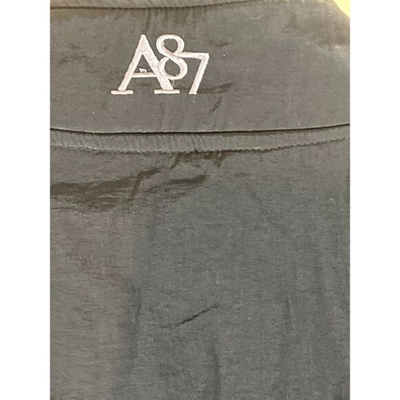 Aeropostale Men's Fleece Jacket Full Zip Mock Neck A87 Logo Black Casual Coat - Picture 4 of 8